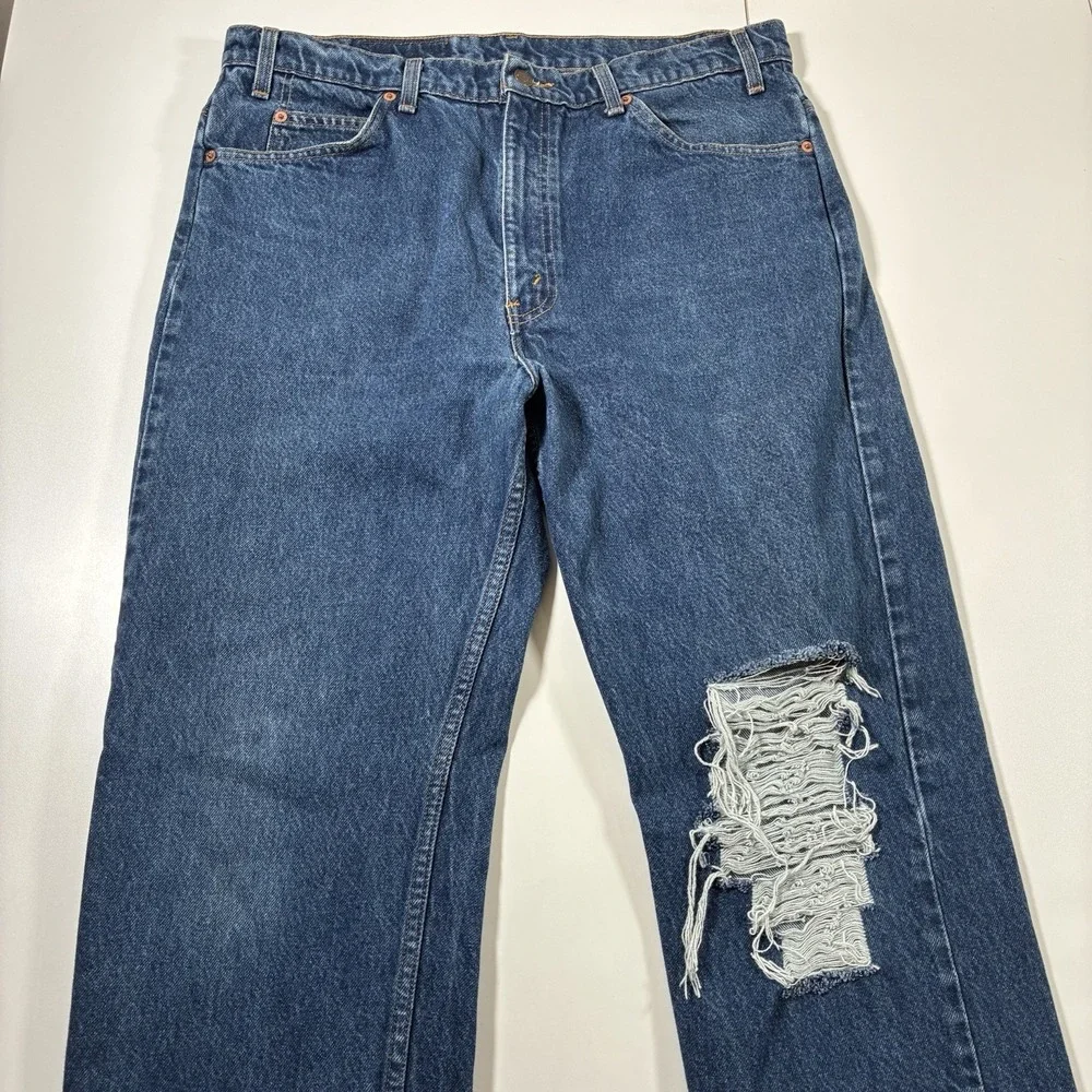 Vintage Levi's Orange Tab‎ 505 Jeans 36x30 Blue Distressed Denim 90s (Tag 38x30)
